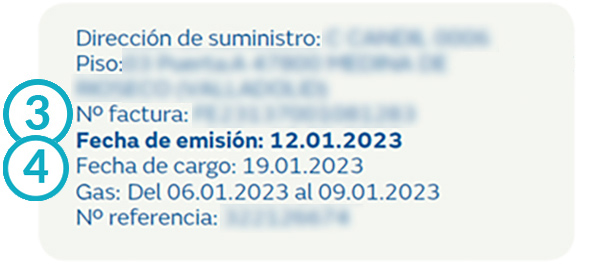 entender factura del gas - fecha de cargo y direccion del suministro